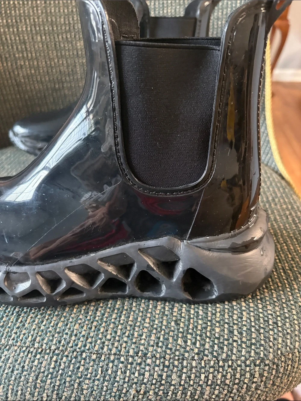 Women’s Spring Step  Black Chelsea Rain Boots with Honeycomb Sole